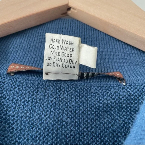 Peruvian Connection Alpaca Polo Collar Cardigan Sweater Blue Medium - Picture 6 of 7
